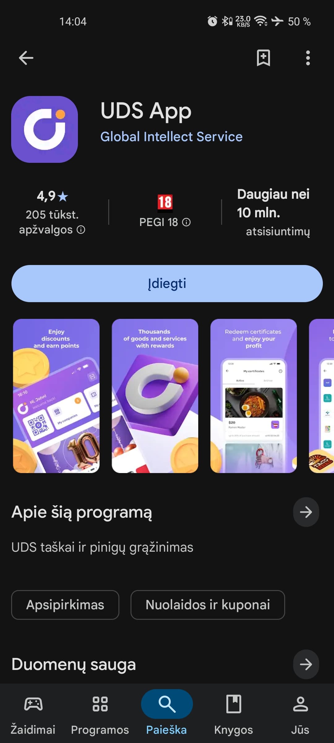 Atsisiųskite UDS App